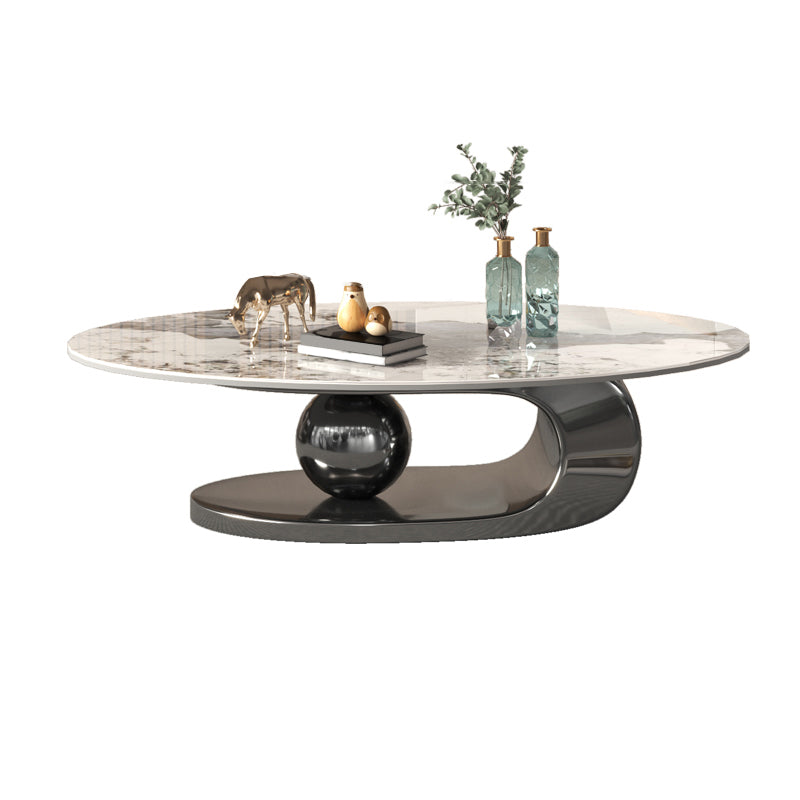 No Distressing Slate Coffee Table Pedestal Oval Single Coffee Table
