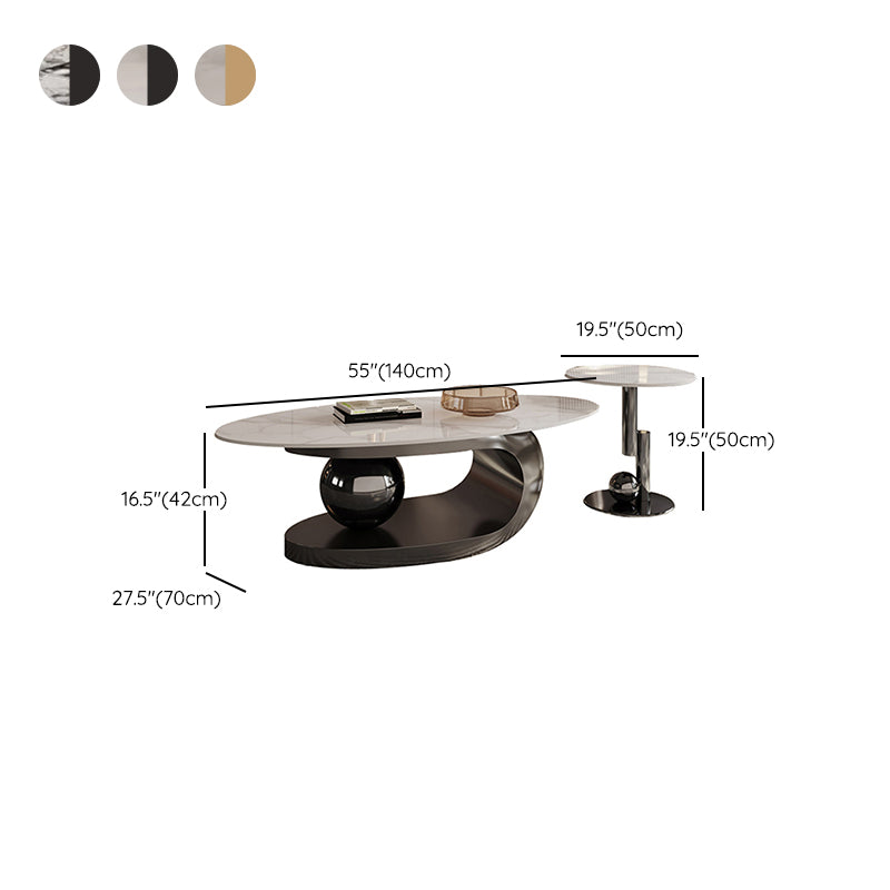 No Distressing Slate Coffee Table Pedestal Oval Single Coffee Table