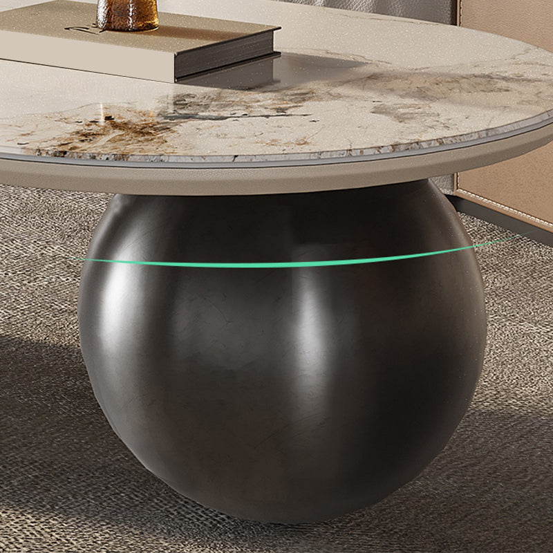 No Distressing Slate Coffee Table Oval Single Coffee Table with 2 Drawers
