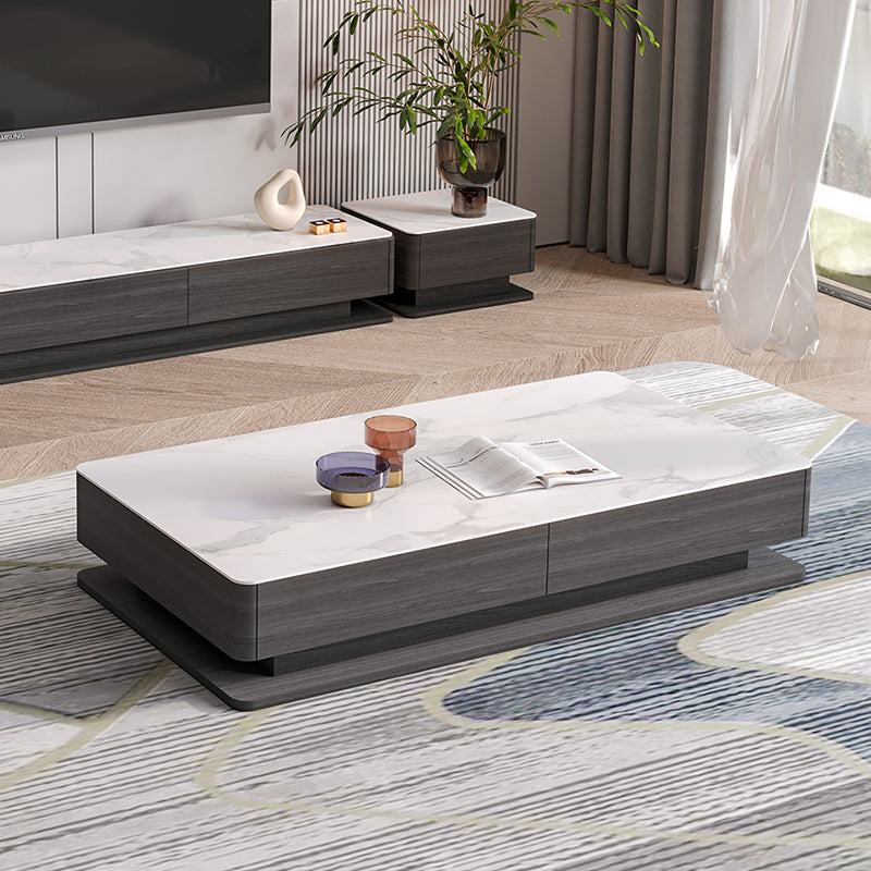 Block Slate Coffee Table No Distressing Rectangle Single Coffee Table with Drawers