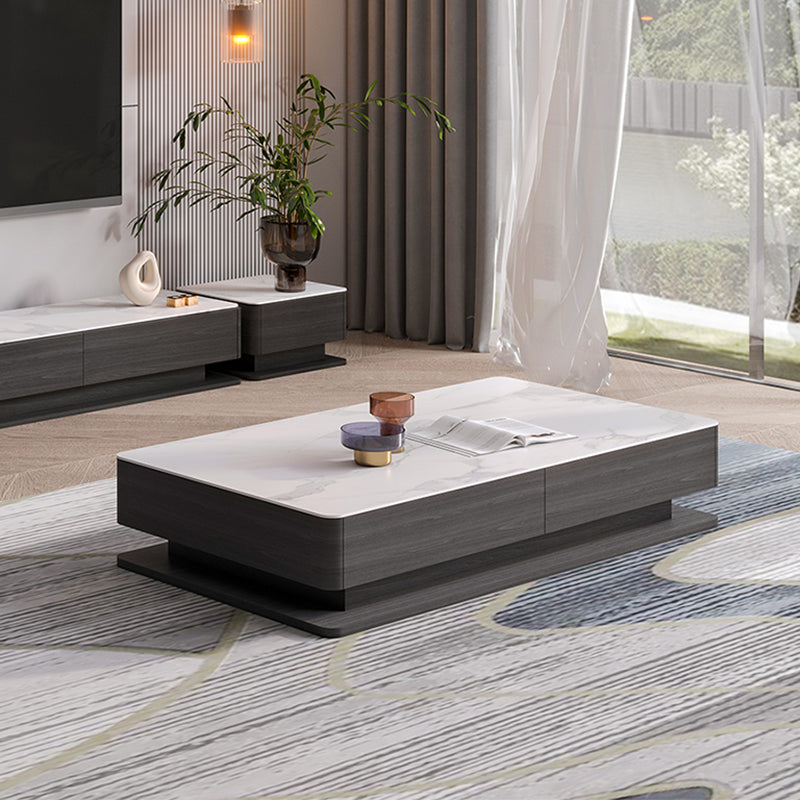 Block Slate Coffee Table No Distressing Rectangle Single Coffee Table with Drawers