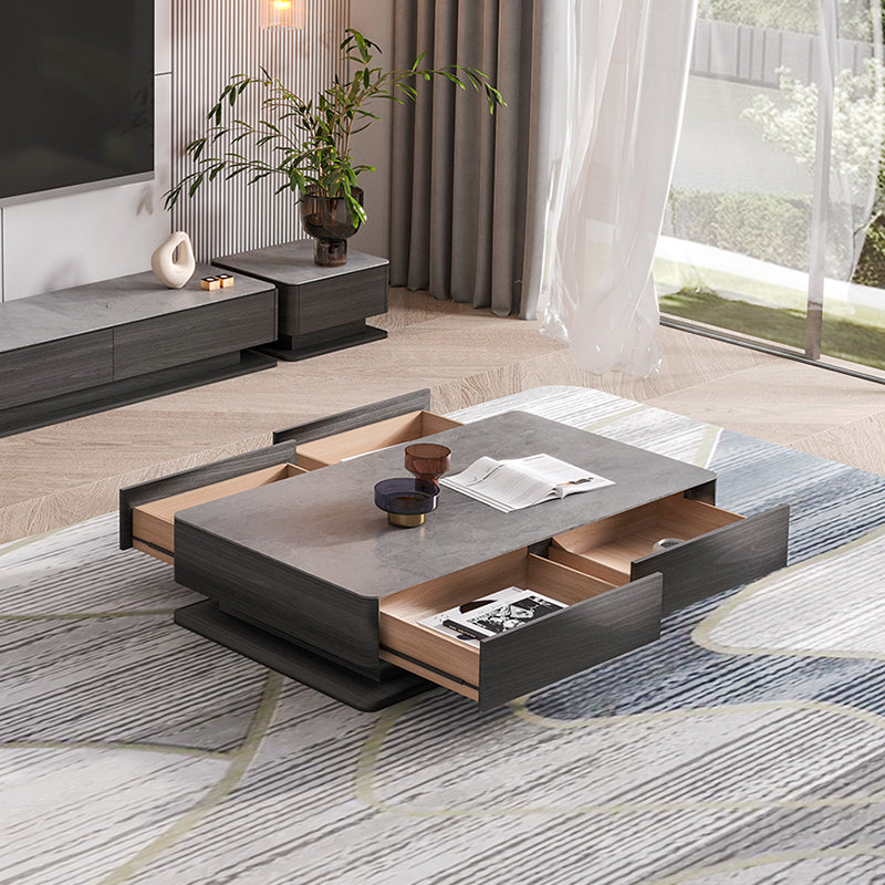 Block Slate Coffee Table No Distressing Rectangle Single Coffee Table with Drawers
