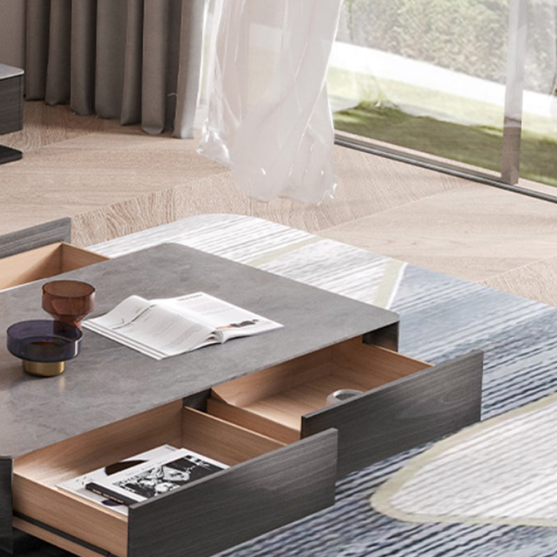 Block Slate Coffee Table No Distressing Rectangle Single Coffee Table with Drawers