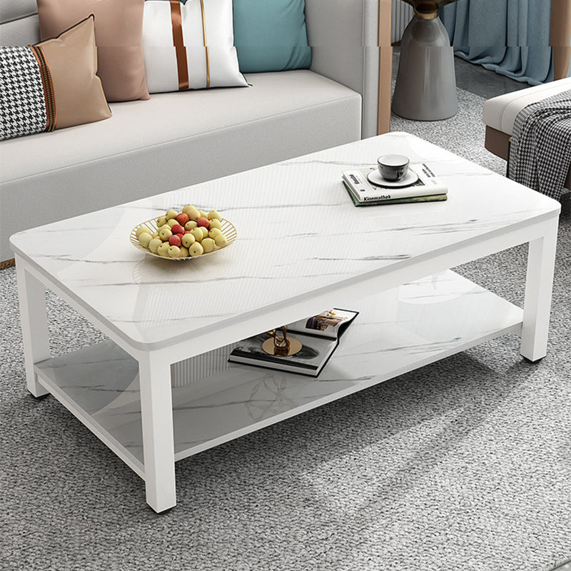 17"H Contemporary Coffee Table Rectangle White Coffee Cocktail Table