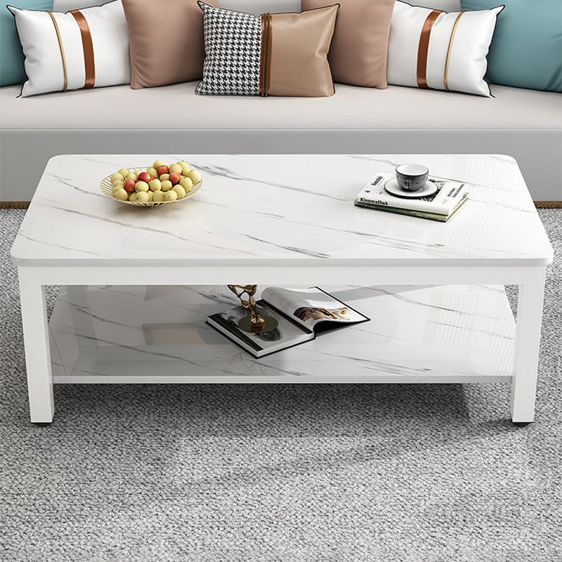 17"H Contemporary Coffee Table Rectangle White Coffee Cocktail Table