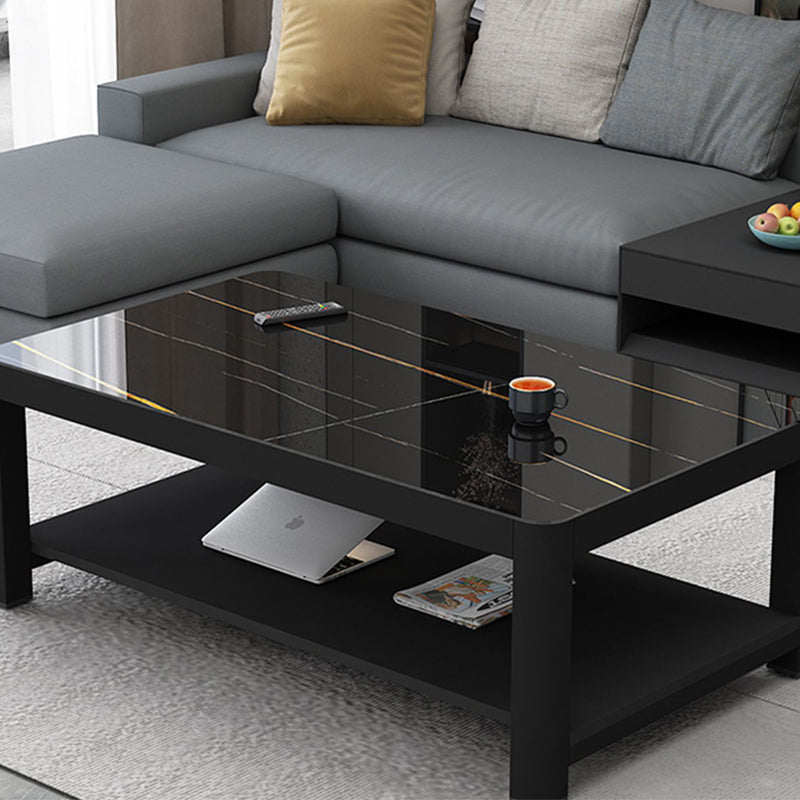 17"H Contemporary Coffee Table Rectangle White Coffee Cocktail Table