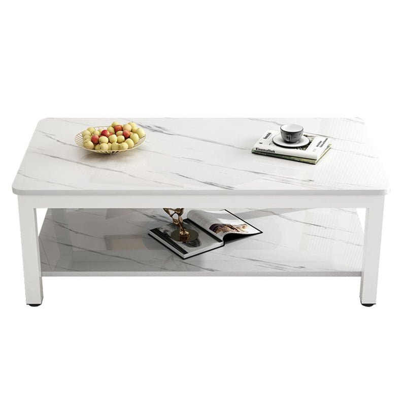 17"H Contemporary Coffee Table Rectangle White Coffee Cocktail Table