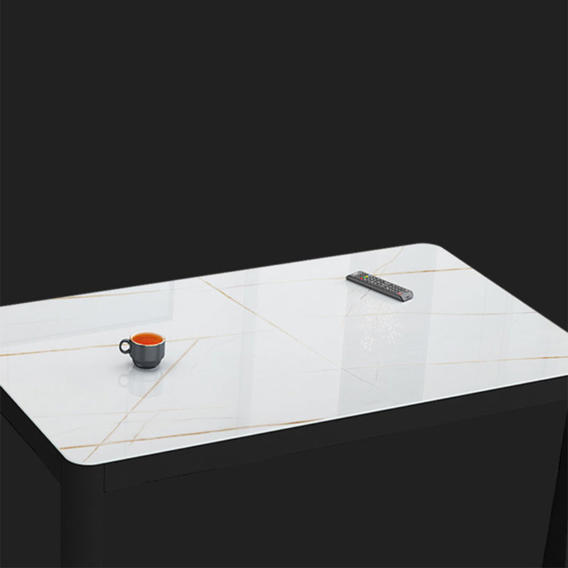 17"H Contemporary Coffee Table Rectangle White Coffee Cocktail Table