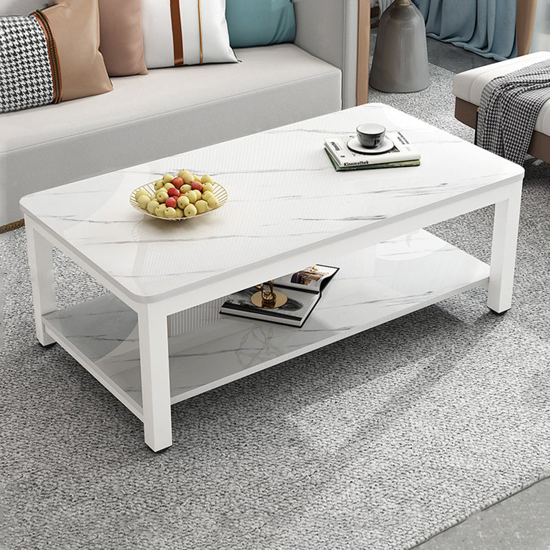 17"H Contemporary Coffee Table Rectangle White Coffee Cocktail Table