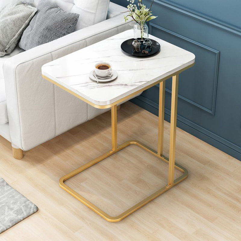 Glam Style Coffee Table Oval Slate Single Coffee Cocktail Table