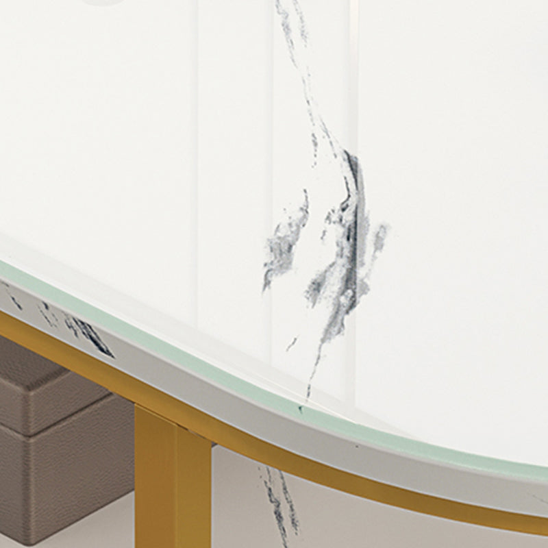 Glam Style Coffee Table Oval Slate Single Coffee Cocktail Table