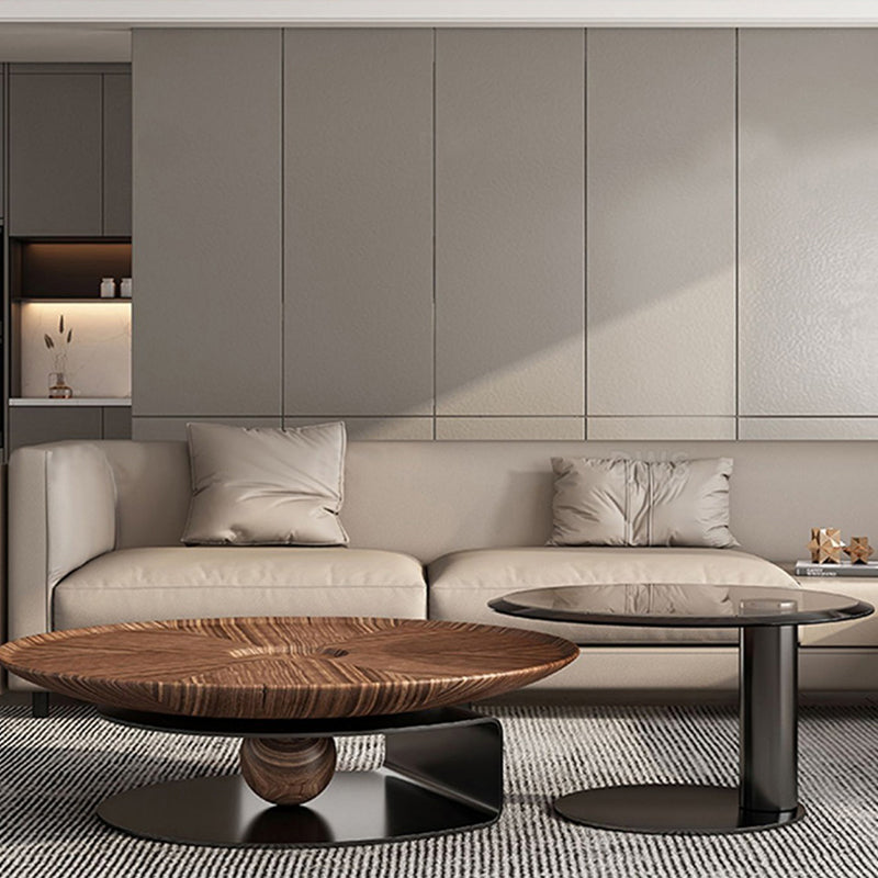 No Distressing Pedestal Coffee Table Modern Round Bunching Tables