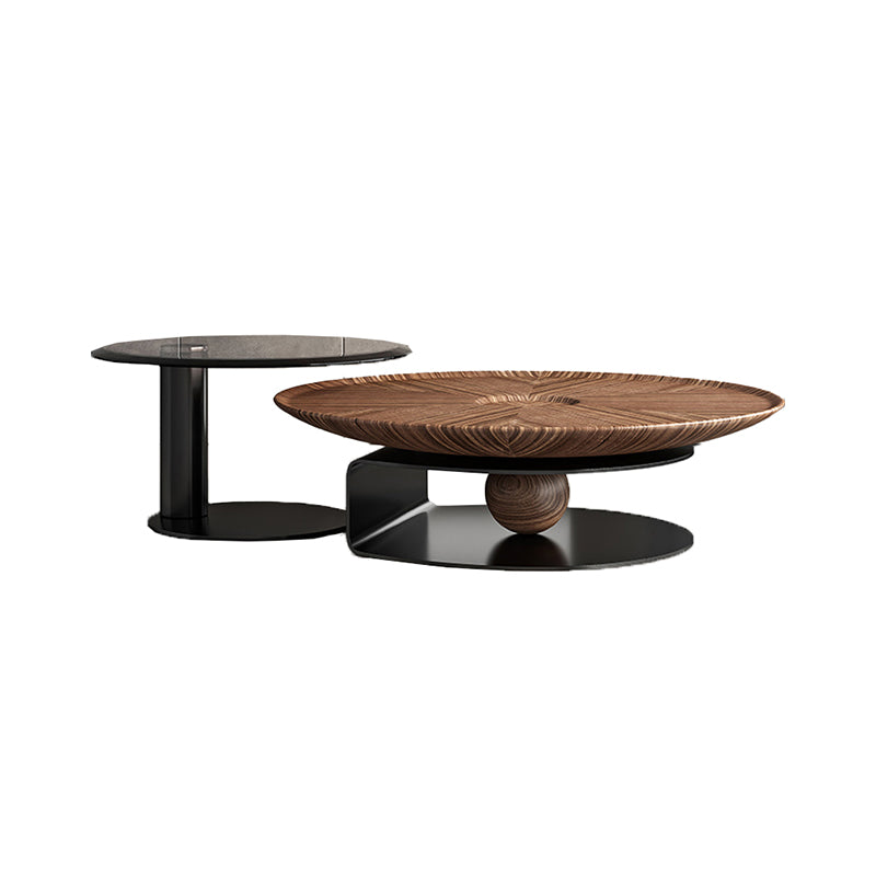 No Distressing Pedestal Coffee Table Modern Round Bunching Tables