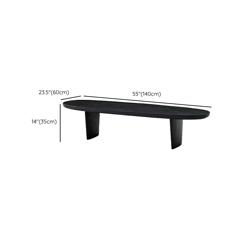 Solid Wood Single Coffee Table Modern Oval Cocktail Table with 2 Legs
