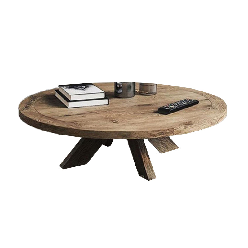 15"H Contemporary Coffee Table Solid Wood Round Coffee Cocktail Table