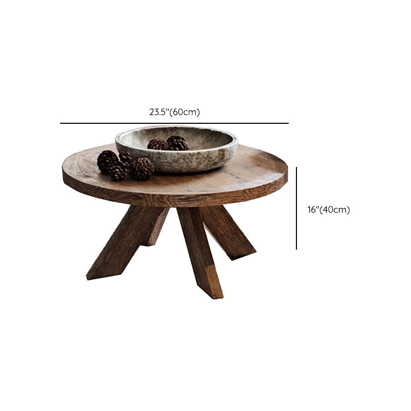 15"H Contemporary Coffee Table Solid Wood Round Coffee Cocktail Table