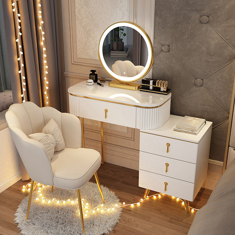 Mirrored Vanity Table and Stool Set Engineered Wood Vanity Desk