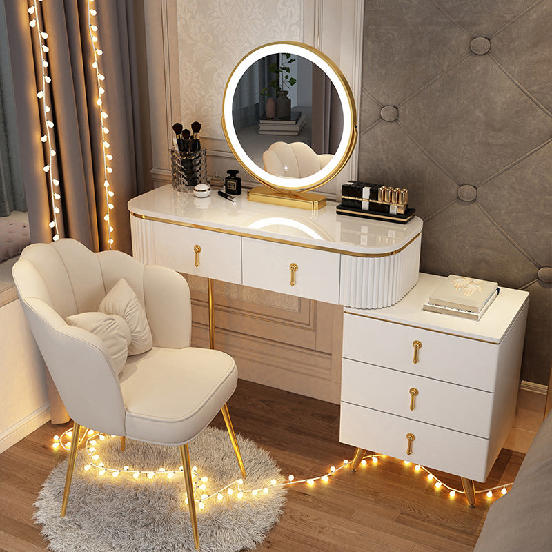 Mirrored Vanity Table and Stool Set Engineered Wood Vanity Desk