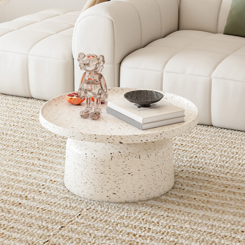 Modern Round Tray Top Cocktail Table Steel Pedestal Coffee Table