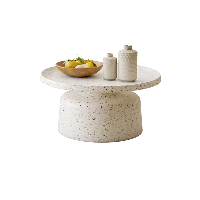 Modern Round Tray Top Cocktail Table Steel Pedestal Coffee Table