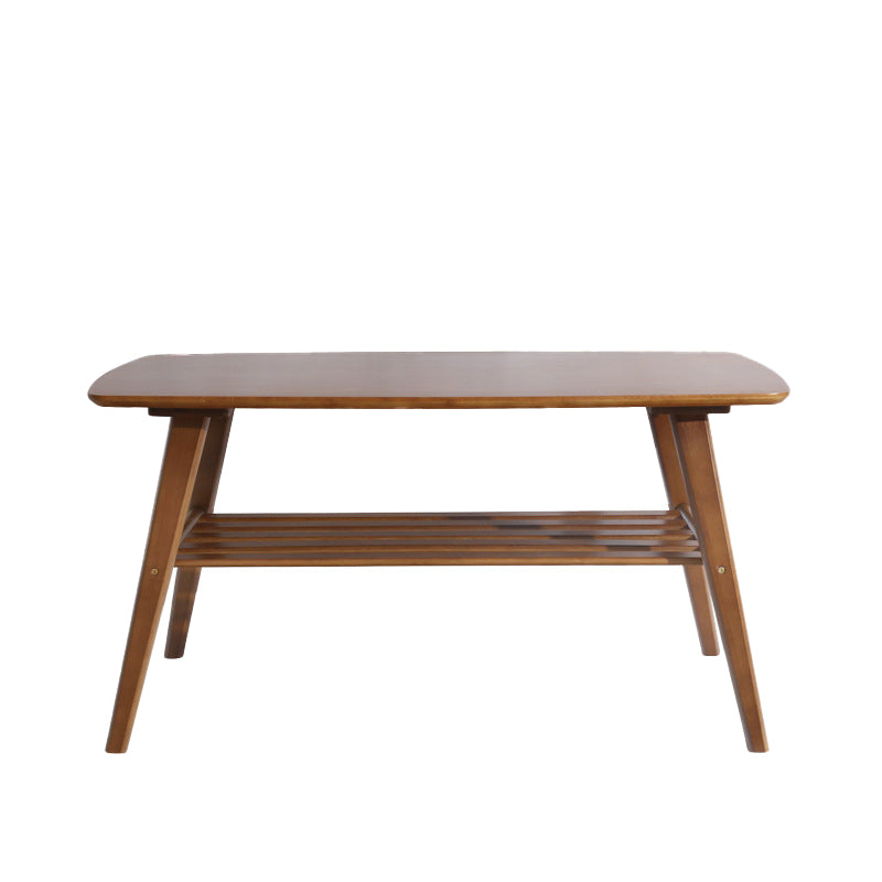 4 Legs Coffee Table Modern Wood Oval Cocktail Table with Shelf