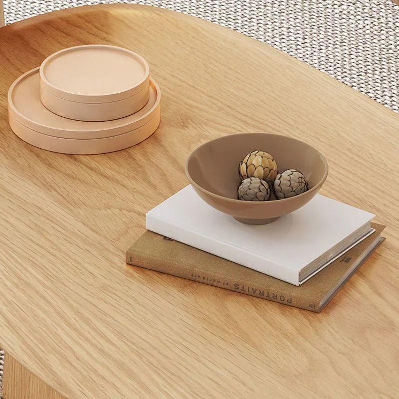 Contemporary Solid Wood Oval Cocktail Table Pedestal Coffee Table