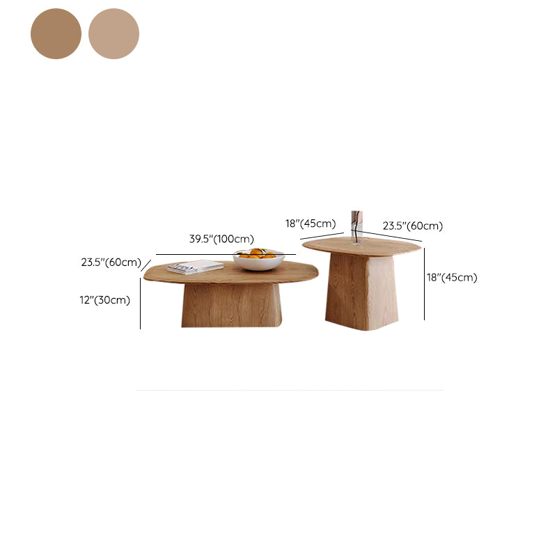 Contemporary Solid Wood Oval Cocktail Table Pedestal Coffee Table
