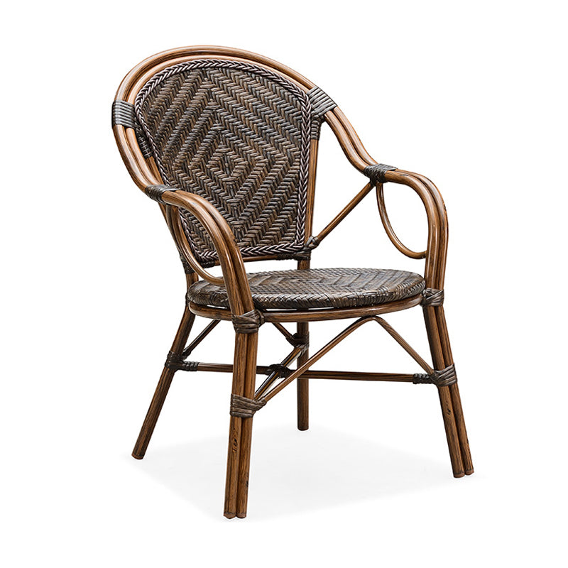 Tropical High Backrest Armed Chairs with Arm Rattan Dining Armchair