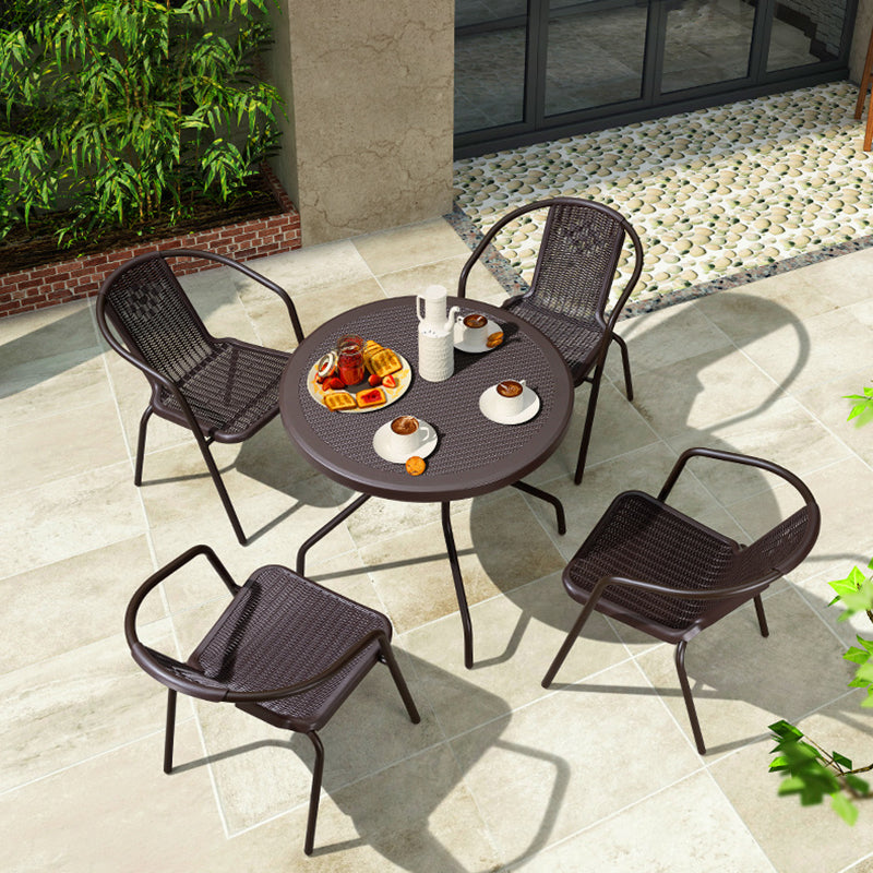 Tropical Brown Rattan Armed Chairs with Arm Patio Dining Chair