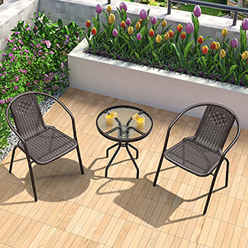 Tropical Brown Rattan Armed Chairs with Arm Patio Dining Chair