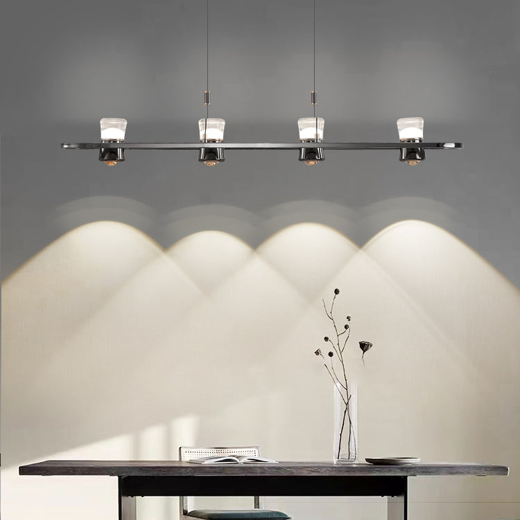 Modern Hanging Light Metal Island Light Fixture in Black for Dining Room