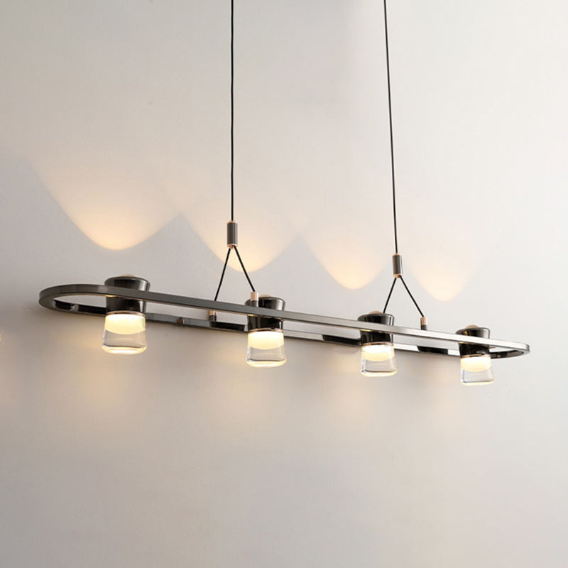 Modern Hanging Light Metal Island Light Fixture in Black for Dining Room