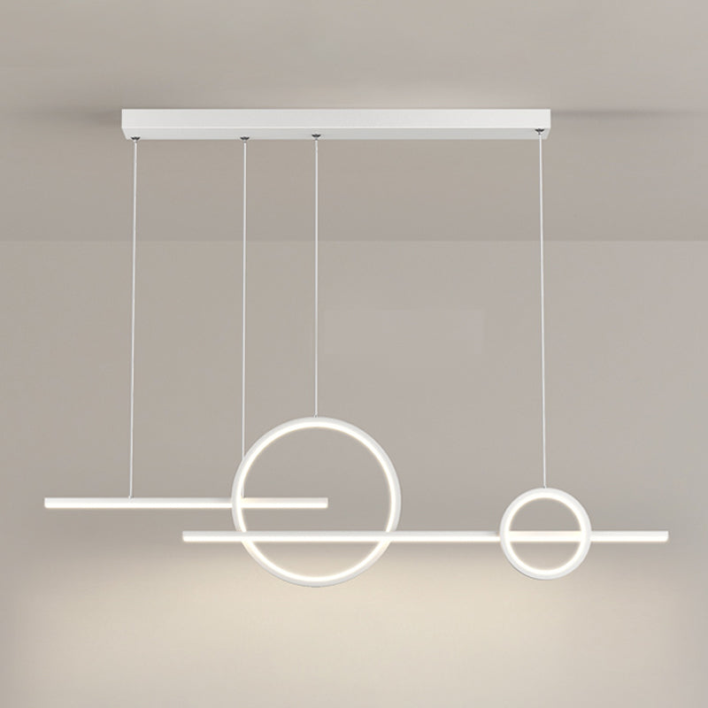 LED Island Lamp Modern Simple Island Hanging Lamp with Silica Gel Shade for Dining Room