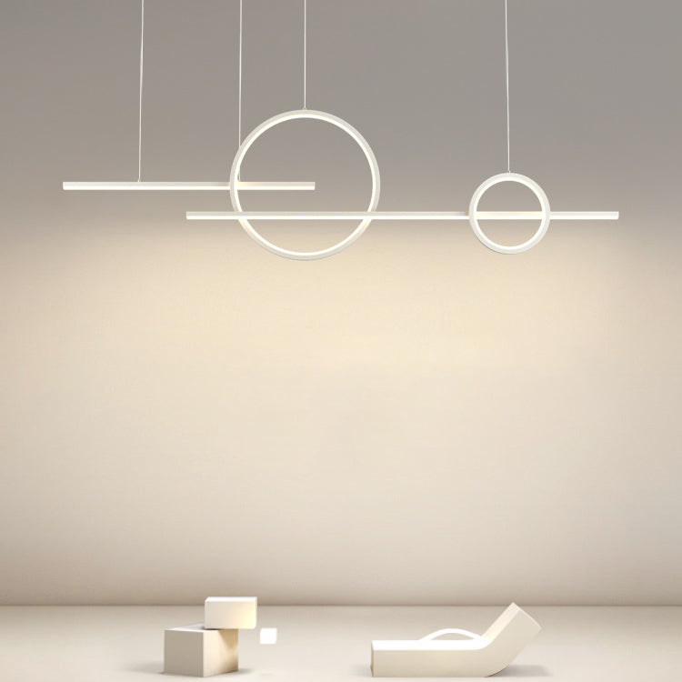 LED Island Lamp Modern Simple Island Hanging Lamp with Silica Gel Shade for Dining Room