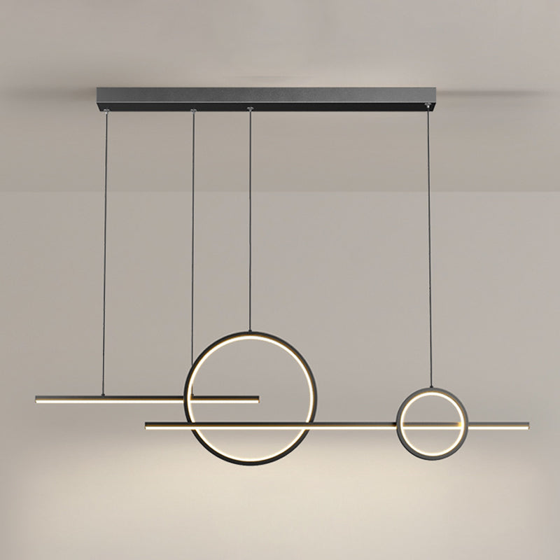 LED Island Lamp Modern Simple Island Hanging Lamp with Silica Gel Shade for Dining Room
