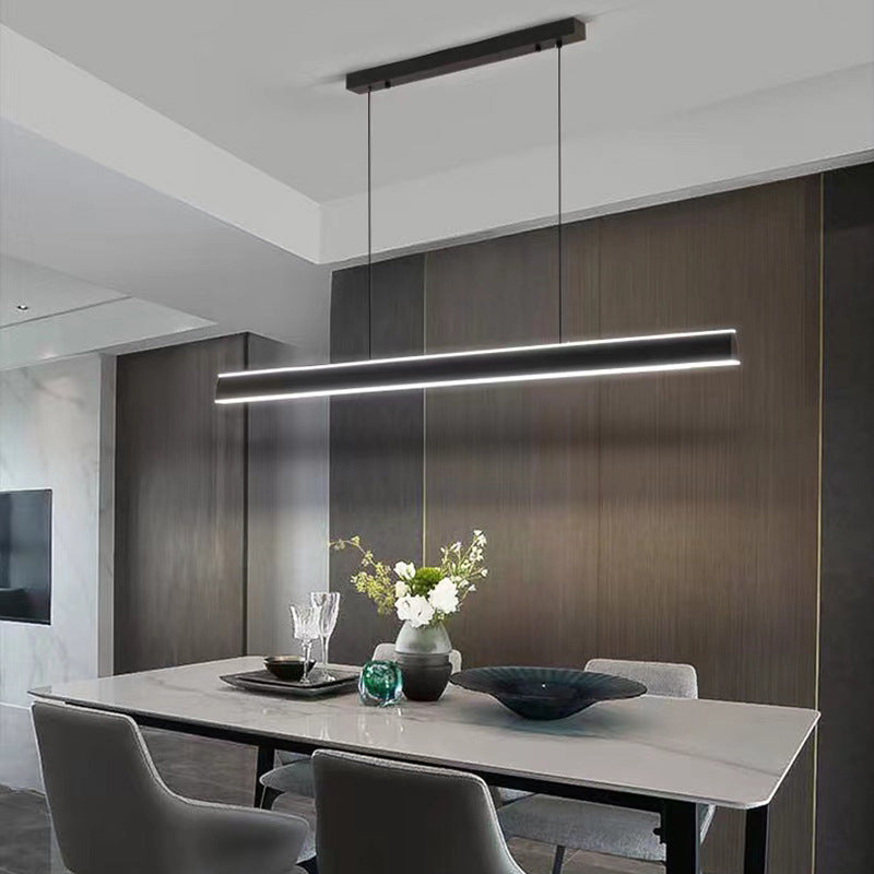 Linear Black Pendant Lighting Modern Metal Island Lighting for Dining Room