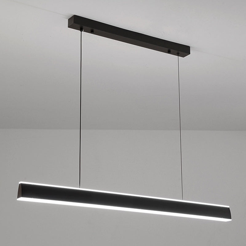 Linear Black Pendant Lighting Modern Metal Island Lighting for Dining Room