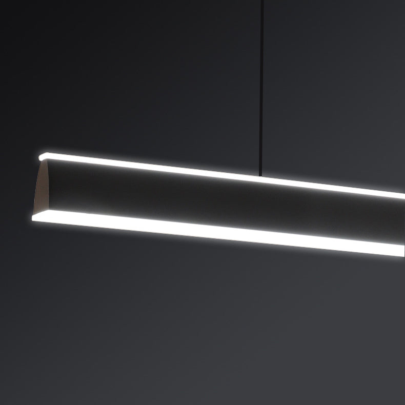 Linear Black Pendant Lighting Modern Metal Island Lighting for Dining Room
