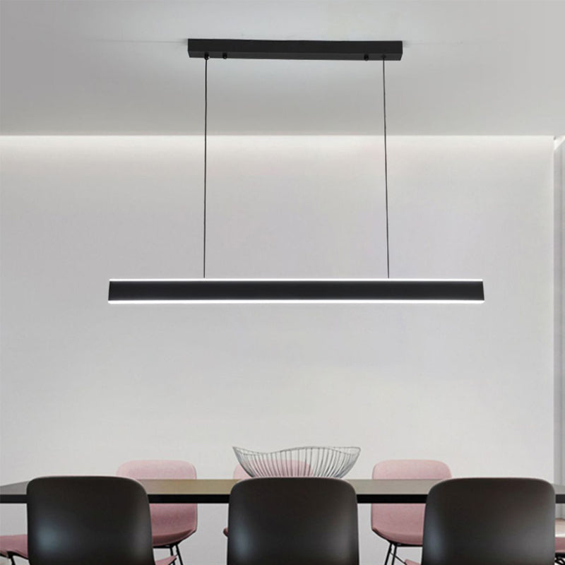 Linear Black Pendant Lighting Modern Metal Island Lighting for Dining Room
