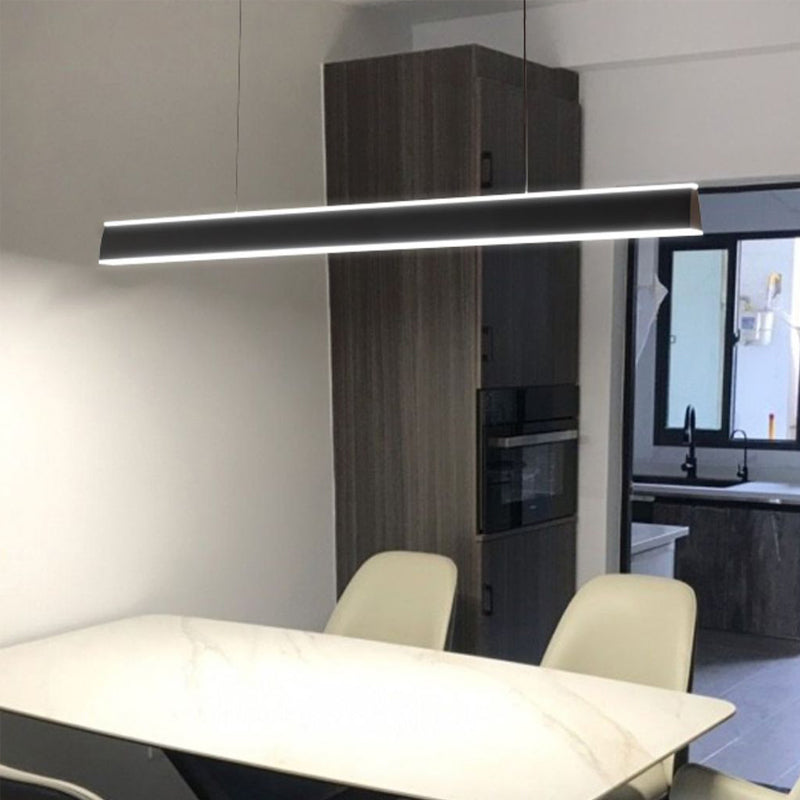 Linear Black Pendant Lighting Modern Metal Island Lighting for Dining Room