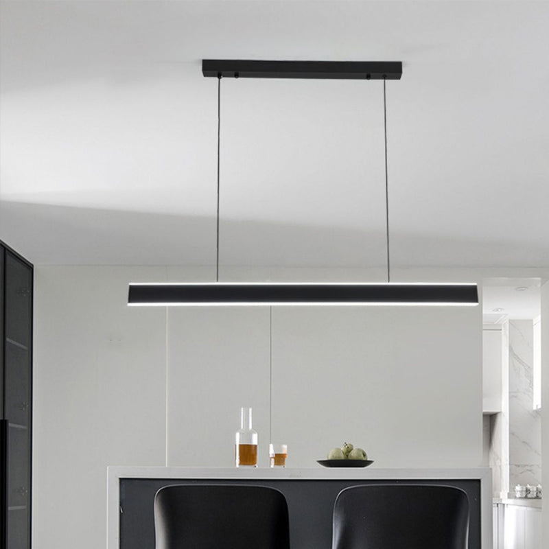 Linear Black Pendant Lighting Modern Metal Island Lighting for Dining Room