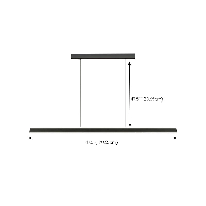 Linear Black Pendant Lighting Modern Metal Island Lighting for Dining Room