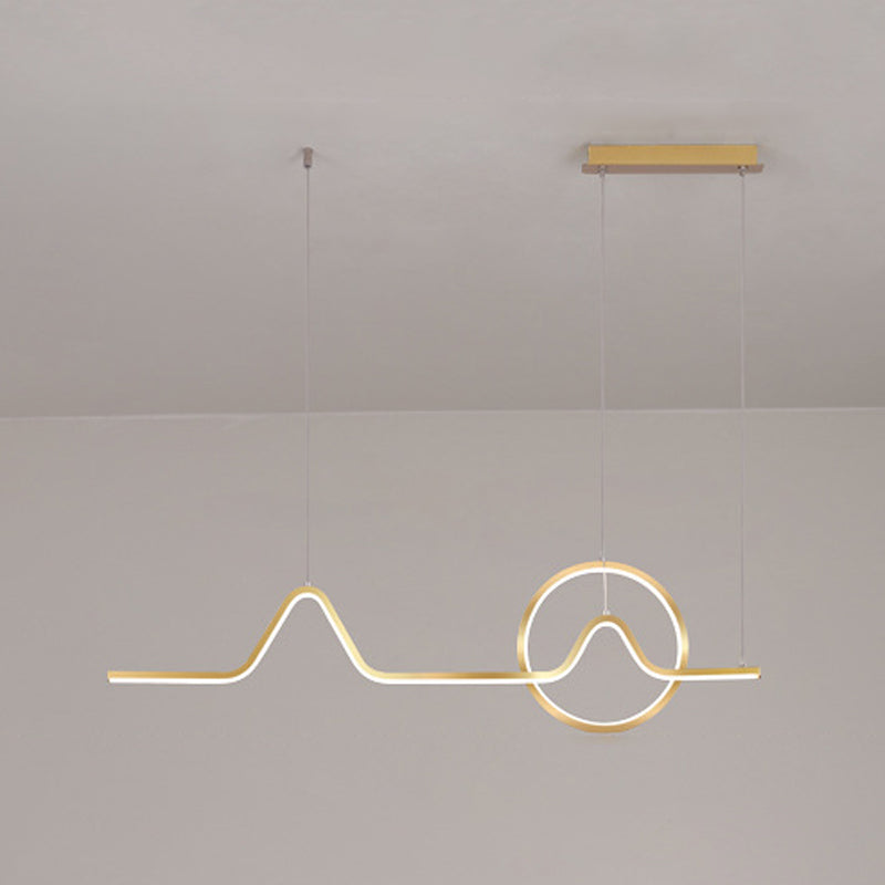2-Light Modern Island Lighting Golden Metallic LED Ceiling Light for Bedroom