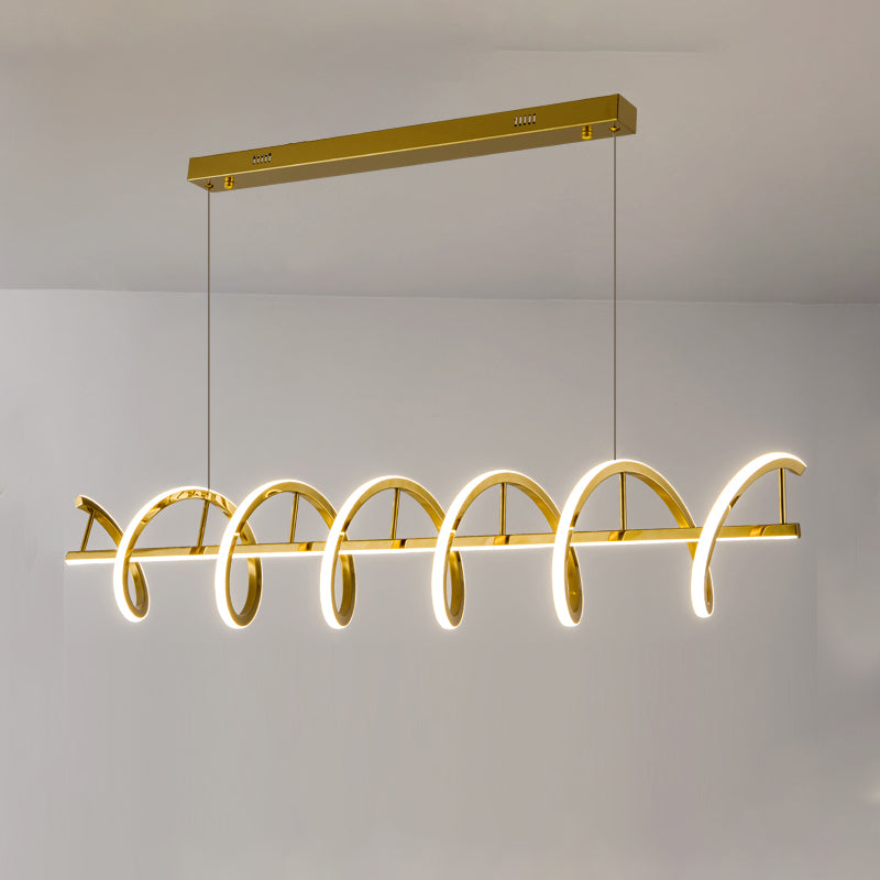 Minimalism Hanging Light Gold LED Island Light Fixture for Dining Room