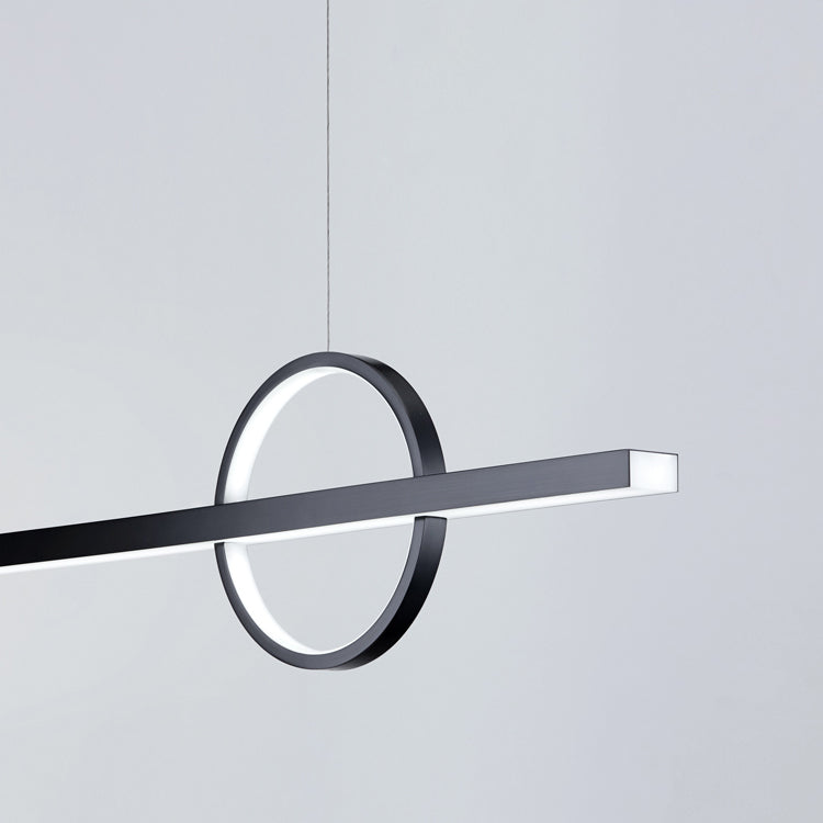 Minimalism Hanging Light Linear Island Light Fixture in Black for Dining Room
