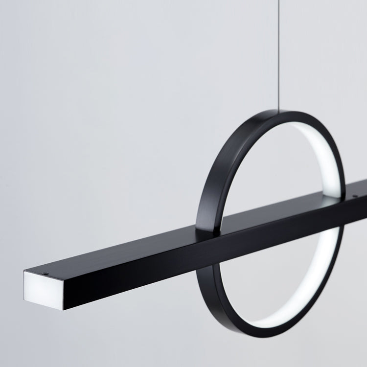 Minimalism Hanging Light Linear Island Light Fixture in Black for Dining Room
