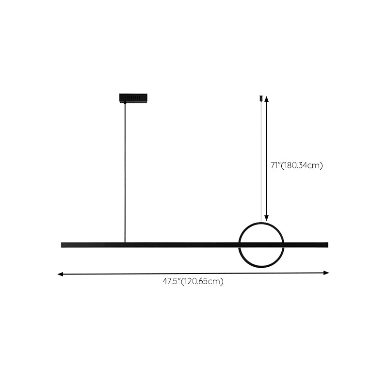 Minimalism Hanging Light Linear Island Light Fixture in Black for Dining Room