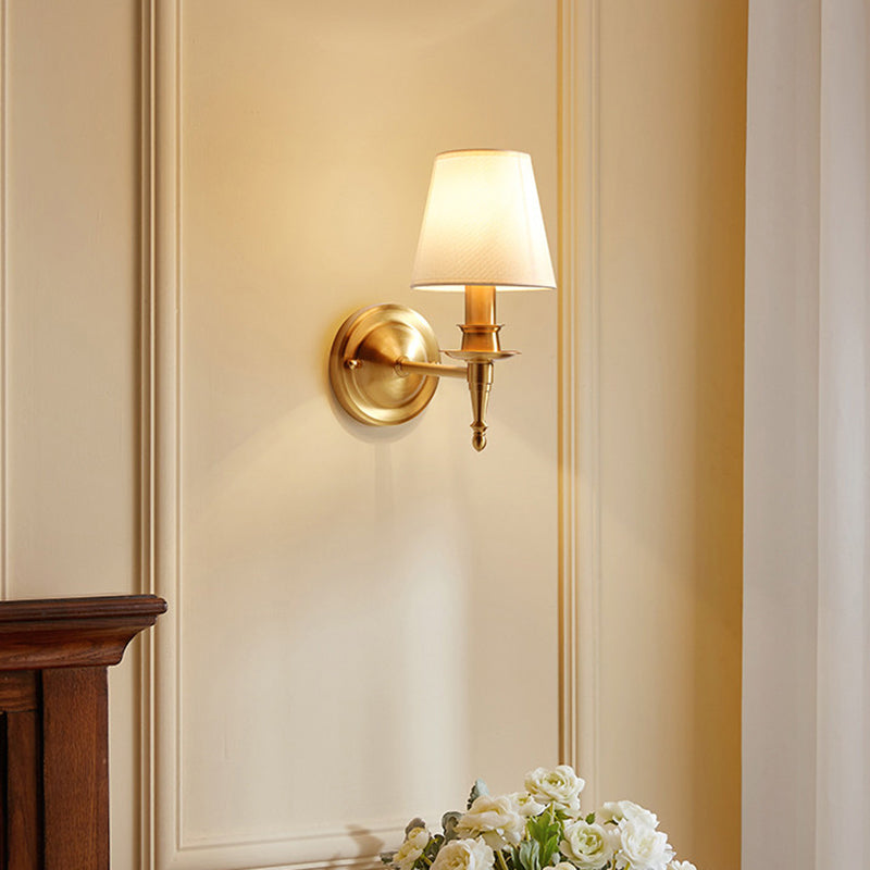 American Style Copper Wall Light Cylinder Shape Wall Lamp for Bedroom