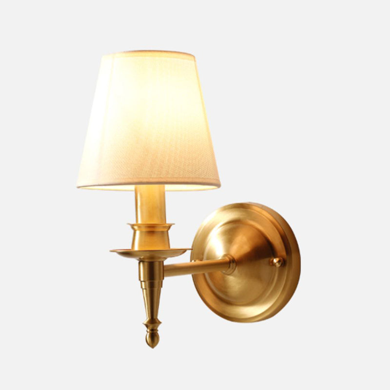 American Style Copper Wall Light Cylinder Shape Wall Lamp for Bedroom