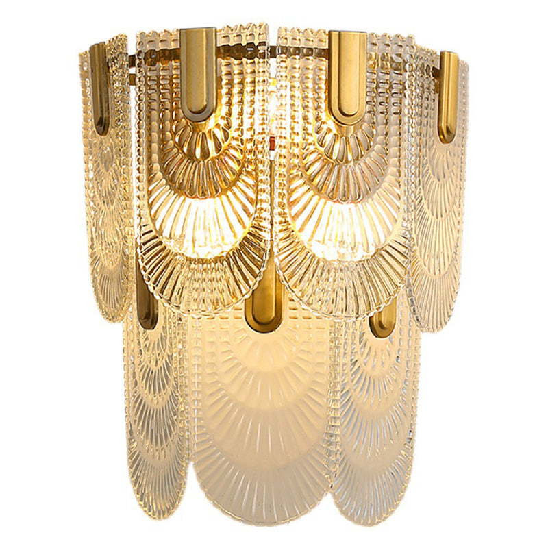 Metal & Glass 2 - Light Wall Light Post Modern in Gold & Clear